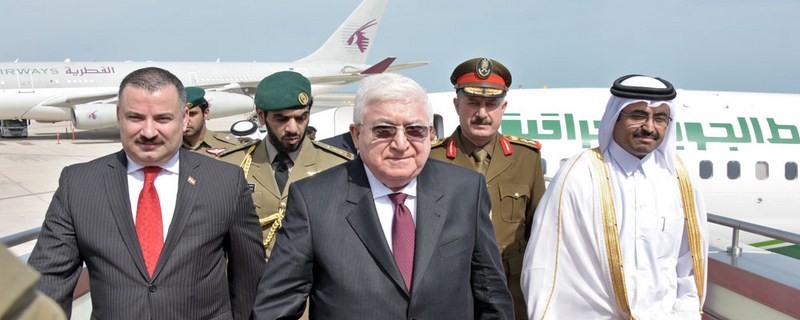 رئيس الجمهورية فؤاد معصوم يصل الدوحة 